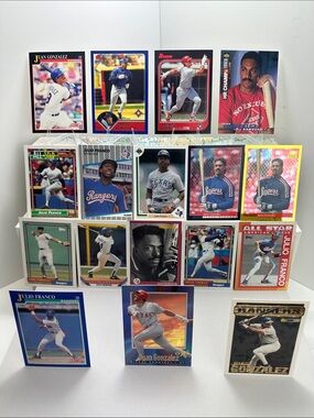 Juan Gonzalez & Julio Franco vintage Texas Rangers lot of 17